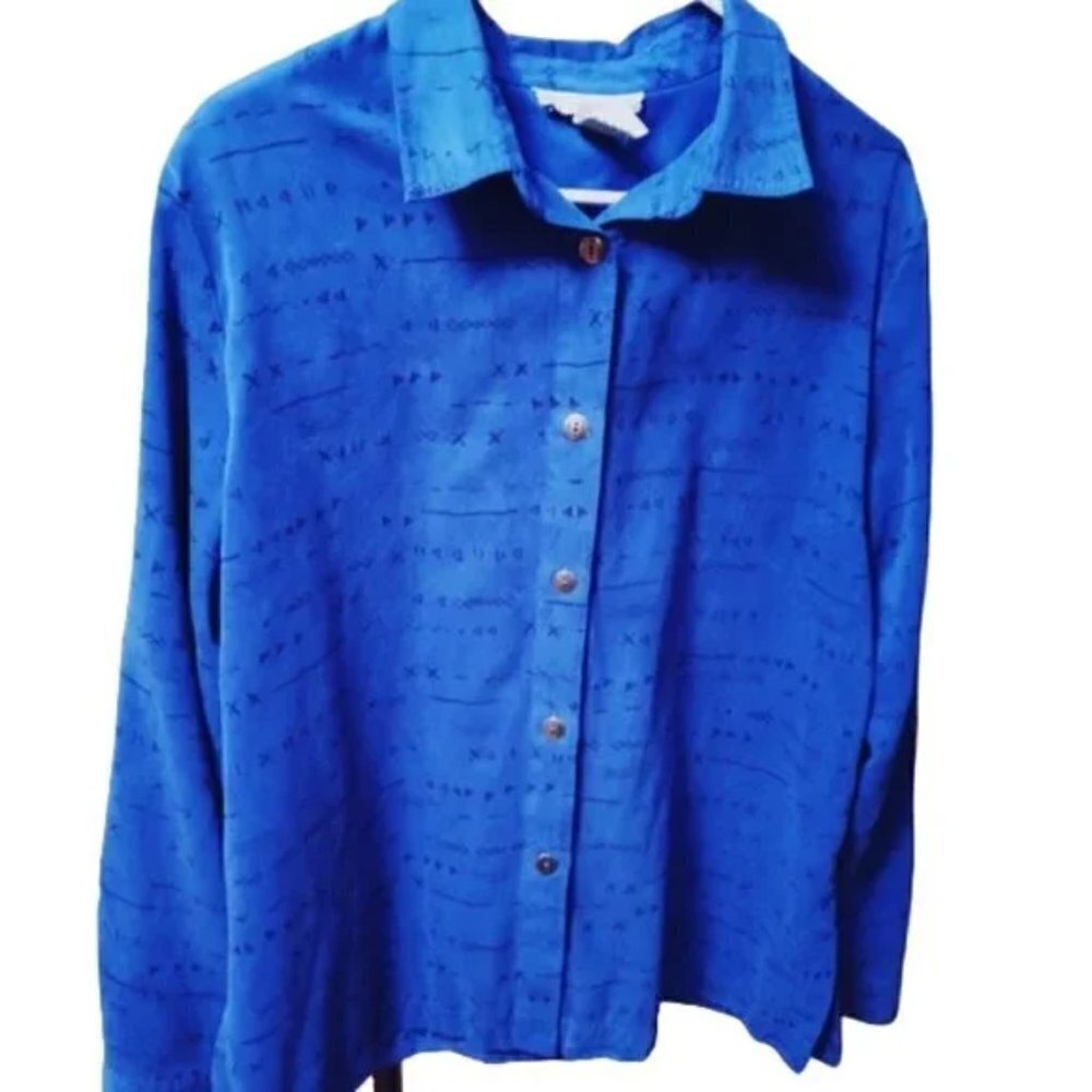 BLUE 90S GEOMETRIC PRINT SHIRT